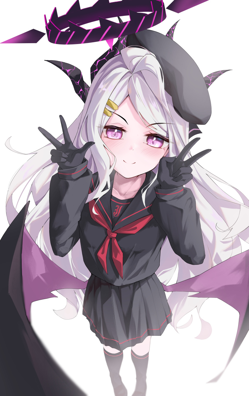 1girl, absurdres, alternate_costume, black_footwear, black_gloves, black_serafuku, black_skirt, black_socks