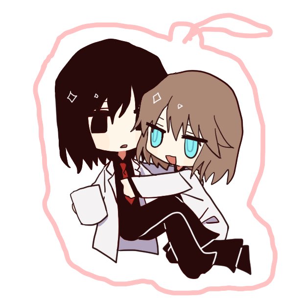 2others, alternate_costume, androgynous, black_eyes, black_footwear, black_pants, black_shirt, blue_eyes