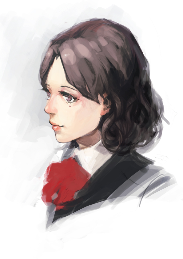 brown_hair, ekao, face, hasegawa_saori, lips, mole, persona, persona_3