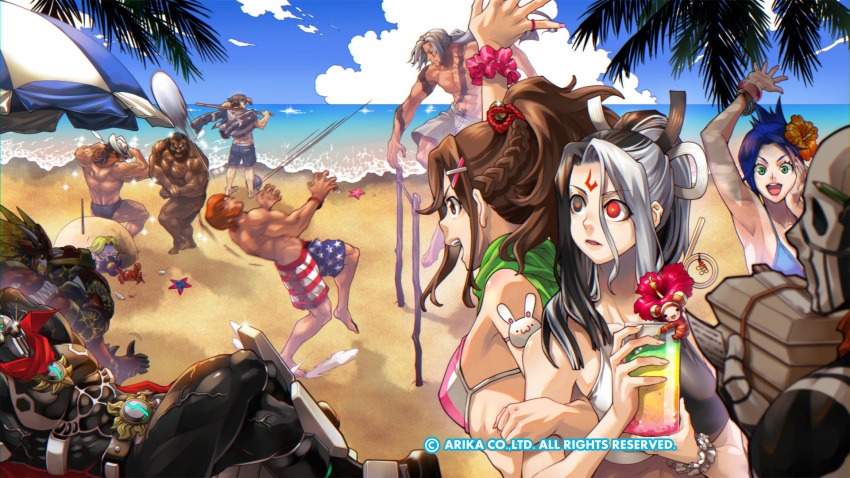 arika, armpits, artist_request, beach, blair_dame, character_request, clouds, dark-skinned_male
