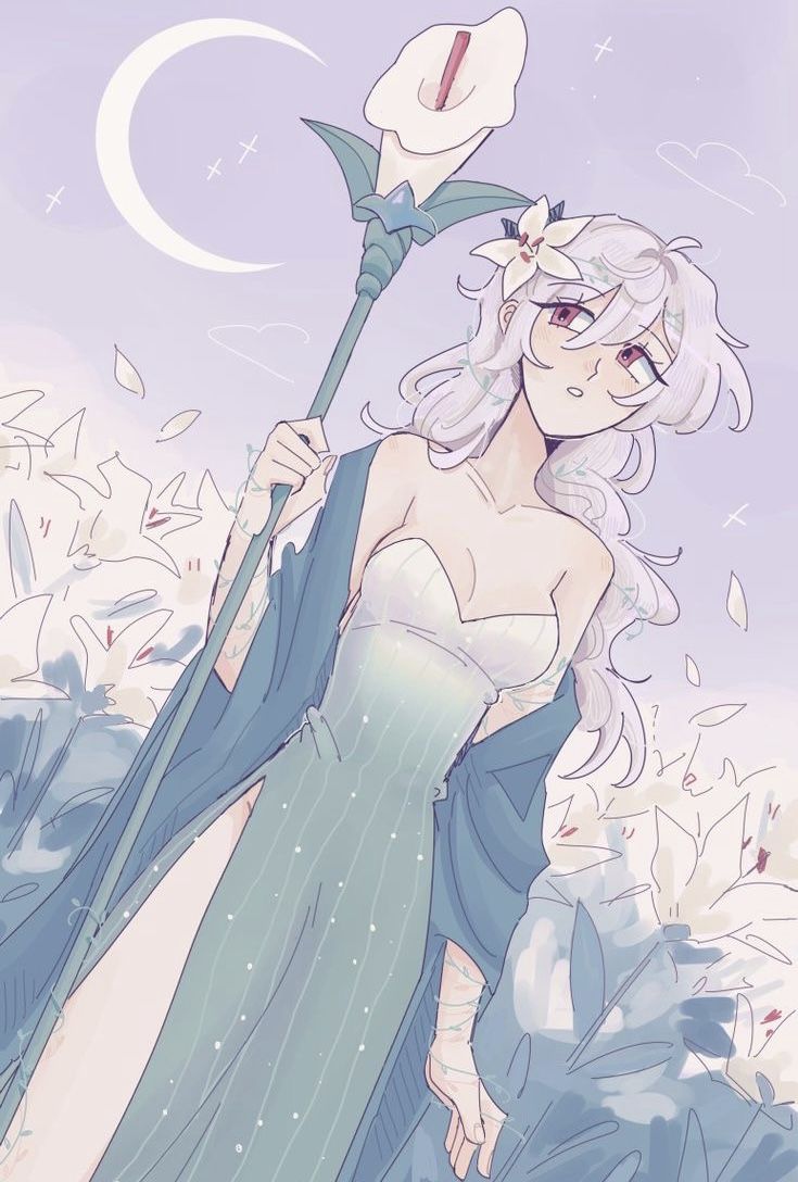 1girl, artist_request, braid, cookie_run, dress, flower, green_dress, hair_flower