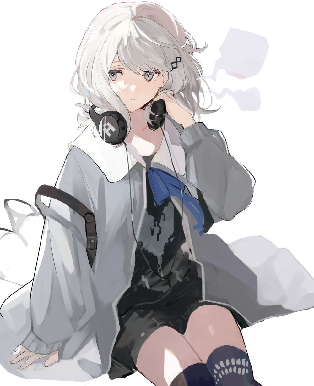 1girl, bad_id, bad_pixiv_id, black_thighhighs, blue_ribbon, closed_mouth, cowboy_shot, flat_chest