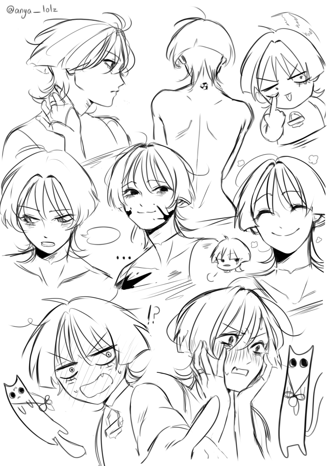 1boy, :p, ahoge, akanbe, anya_lolz, back, birthmark, blood