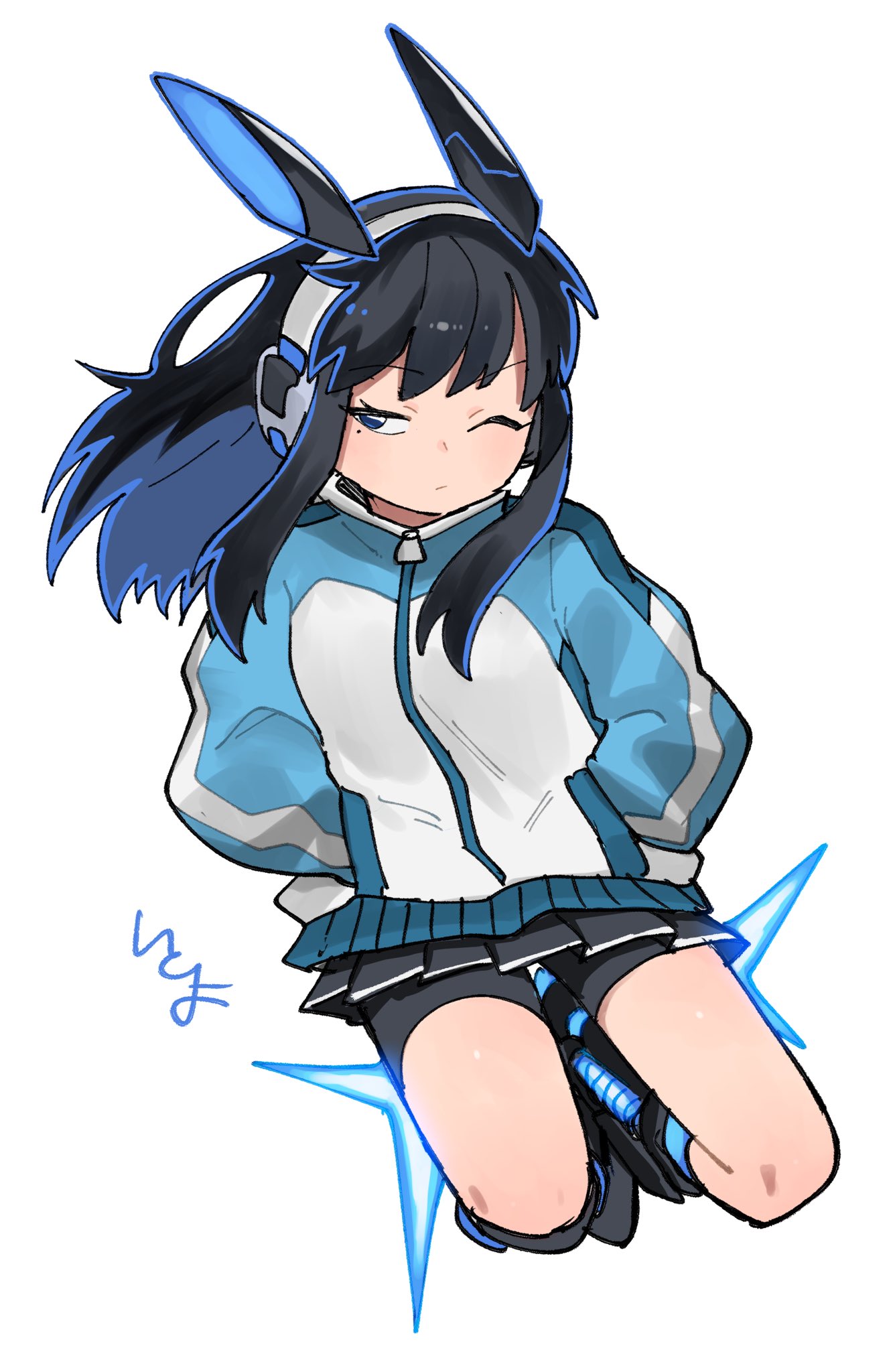 1girl, animal_ears, bike_shorts, black_hair, eyelashes, hairband, highres, itoriyo