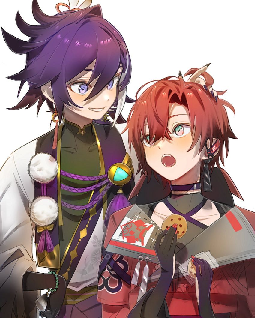 2boys, ahoge, amain_dudu, banzoin_hakka, banzoin_hakka_(1st_costume), bead_bracelet, beads, bishounen
