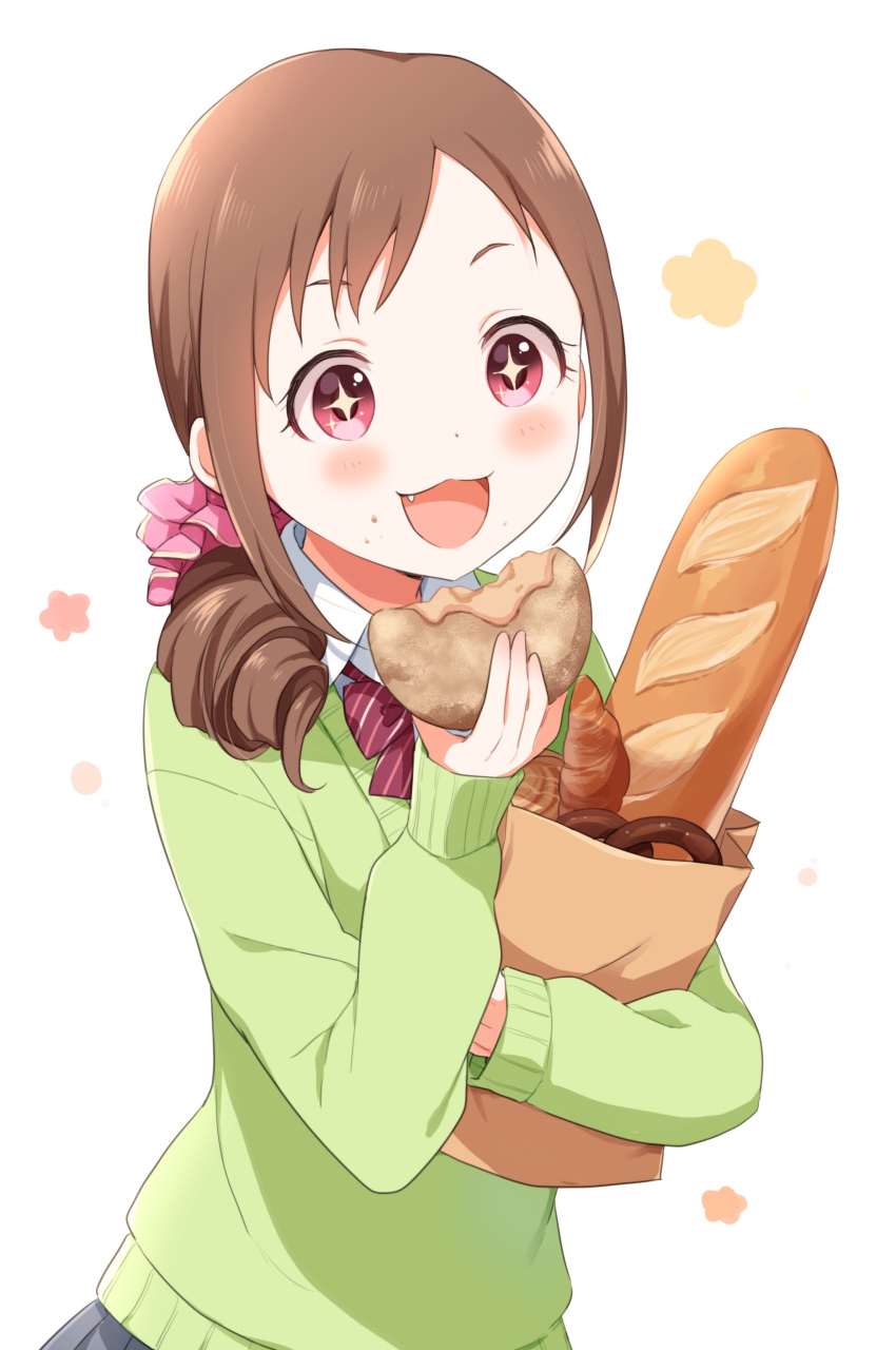 +_+, 1girl, :3, absurdres, bag, blush, bow, bowtie
