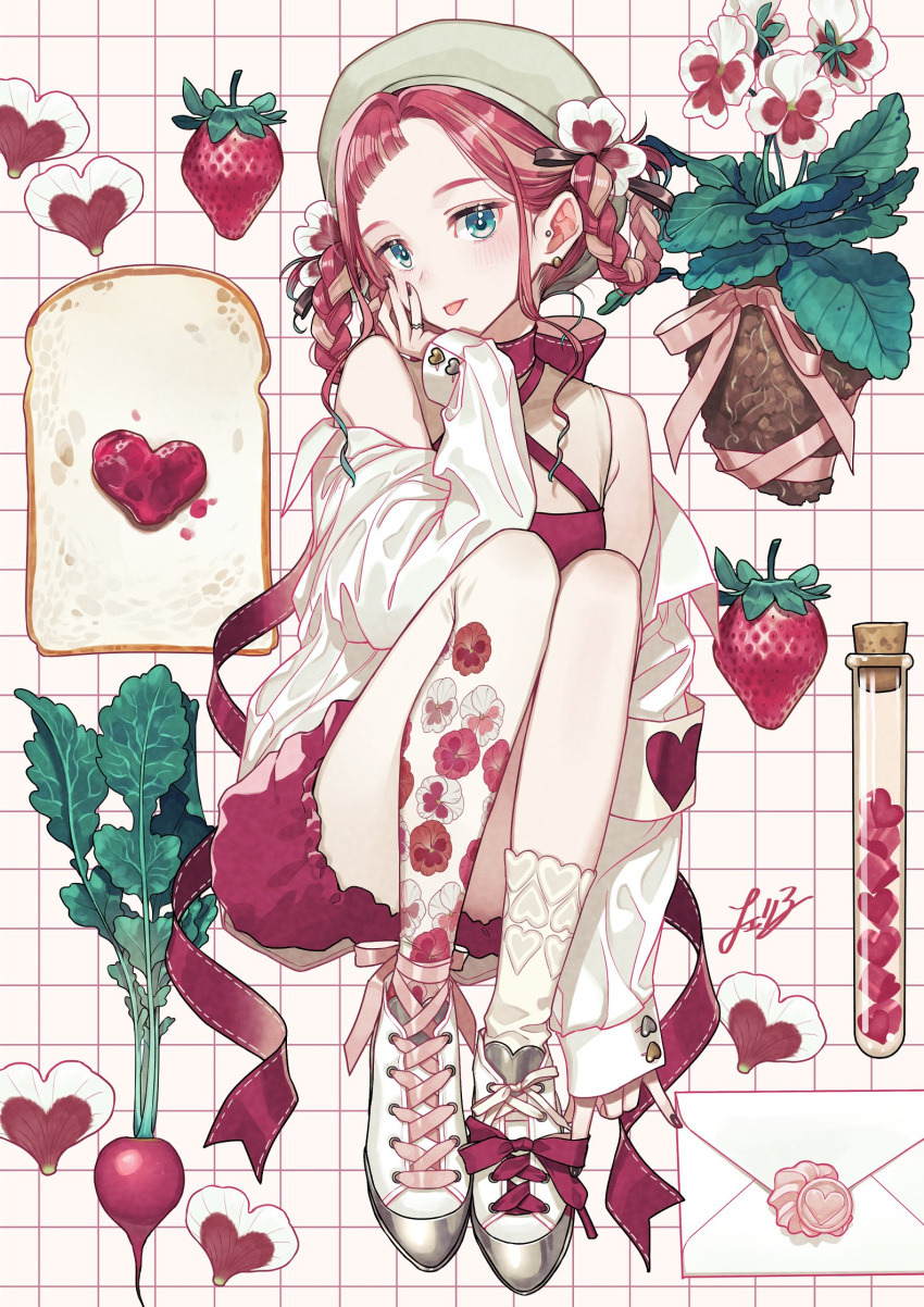 1girl, ballet_slippers, breasts, cherico, comiket_104, dress, envelope, expressionless