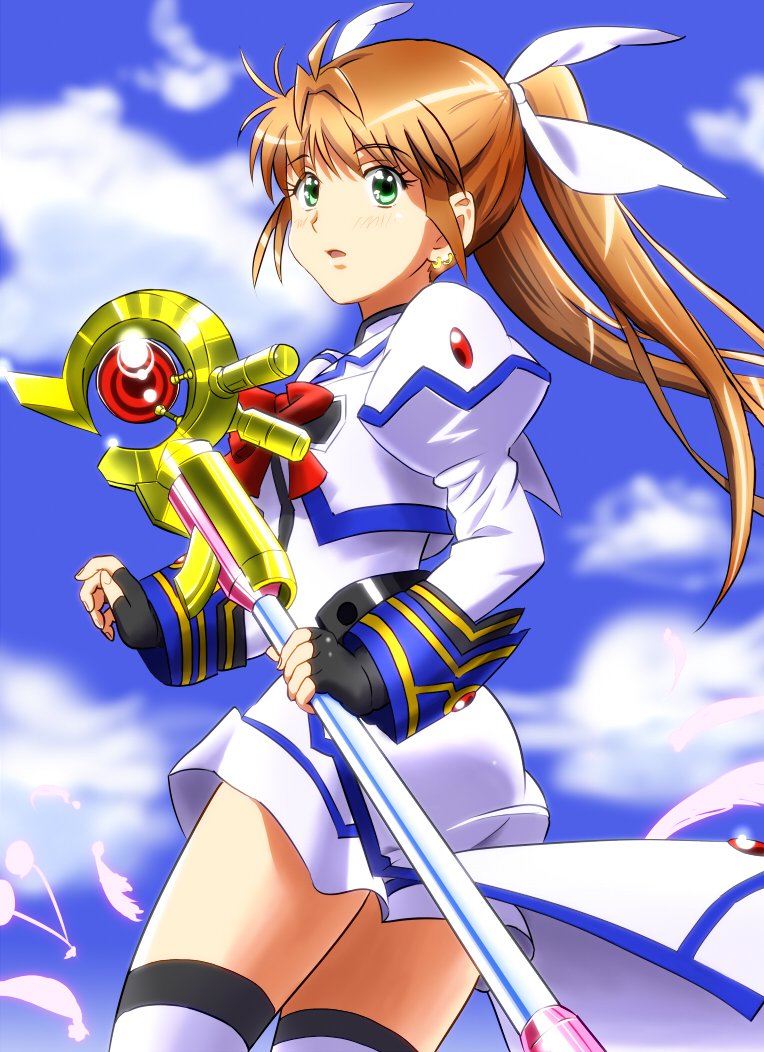 brown_hair, cosplay, diesel-turbo, fingerless_gloves, gloves, green_eyes, long_hair, looking_back