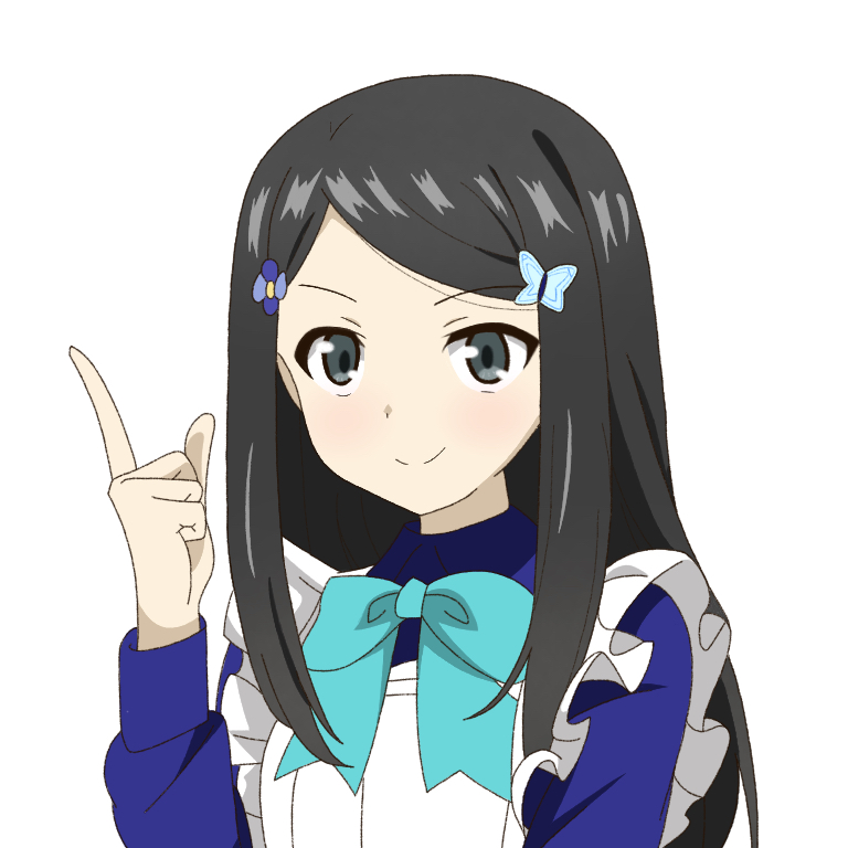 1girl, black_hair, blue_dress, dress, grey_eyes, long_hair, rougo_ni_sonaete_isekai_de_8-manmai_no_kinka_wo_tamemasu, yamano_mitsuha