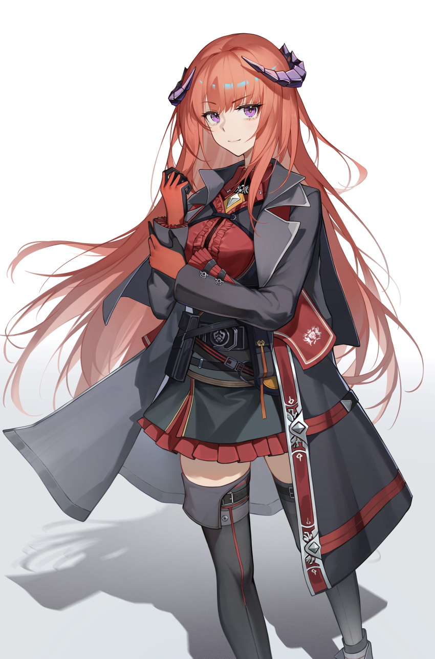 1girl, 2sankta, absurdres, arknights, bagpipe_(arknights), bagpipe_(royal_guardswoman)_(arknights), black_coat, black_gloves