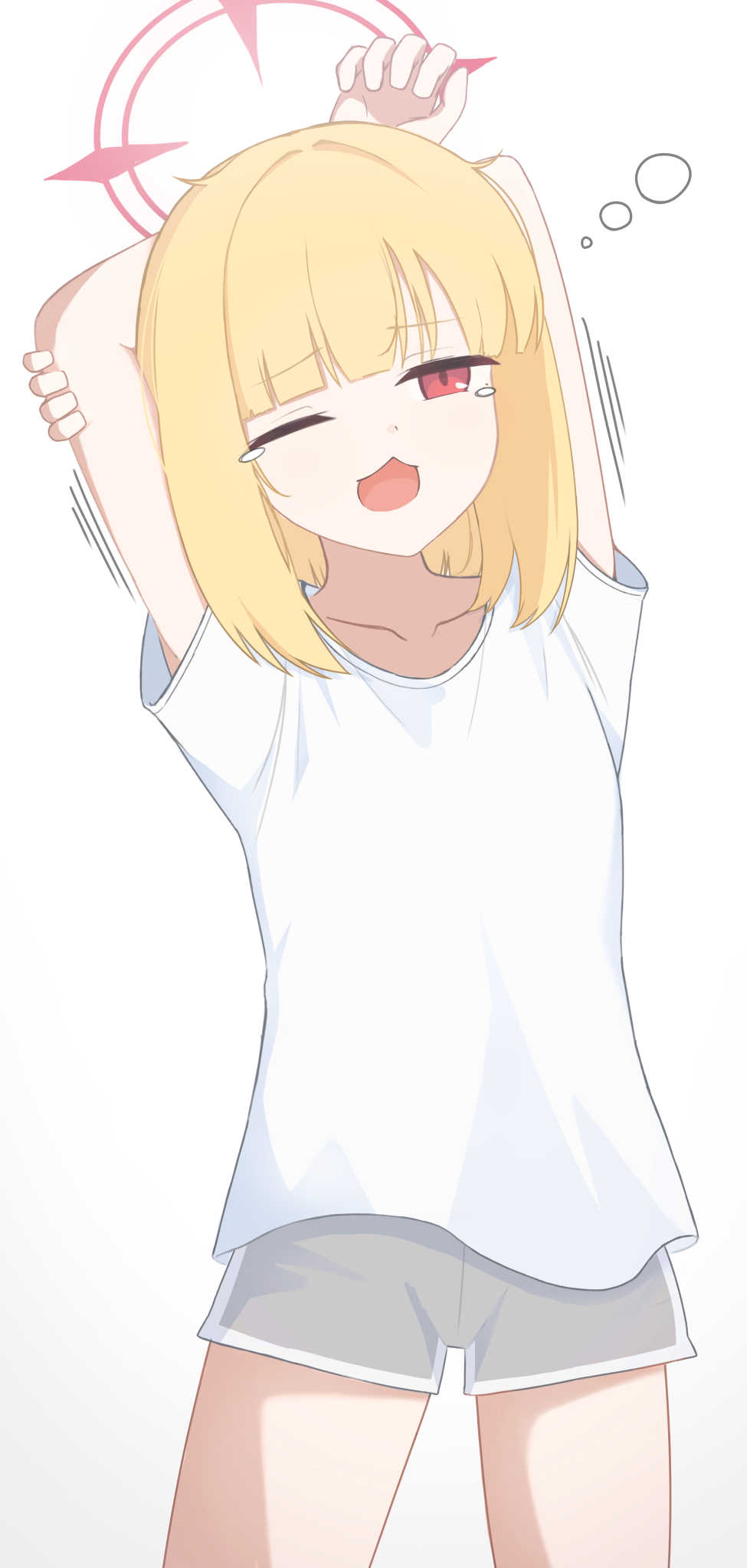 1girl, :3, akacolor, blonde_hair, blue_archive, halo, highres, long_hair