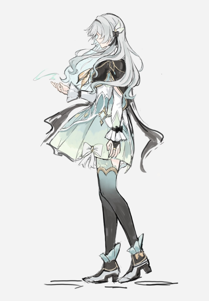 1girl, brown_capelet, capelet, dress, f_ron, faceless, faceless_female, firefly_(honkai:_star_rail)