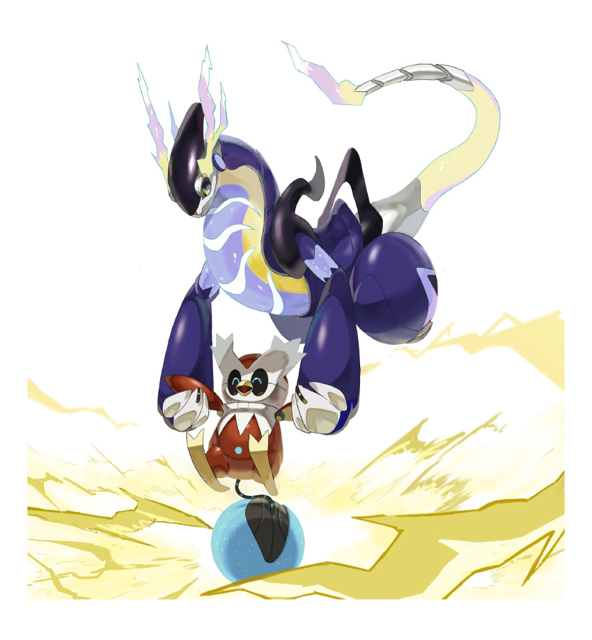 ^_^, absurdres, black_sclera, blue_eyes, claws, closed_eyes, colored_sclera, electricity