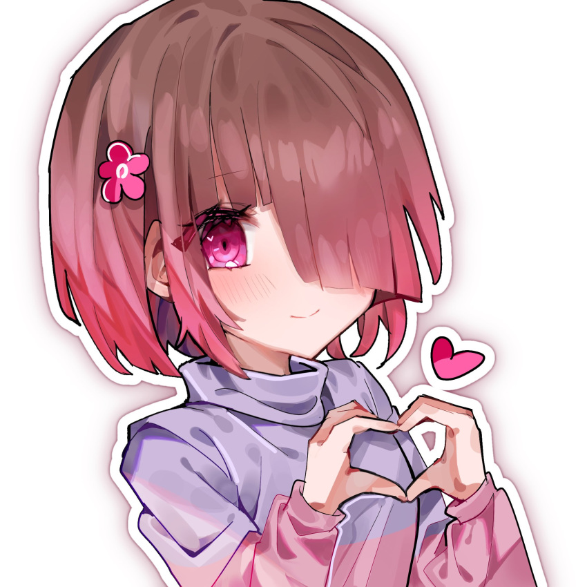 1girl, alternate_universe, bete_noire, blunt_bangs, blush, brown_hair, closed_mouth, commentary_request