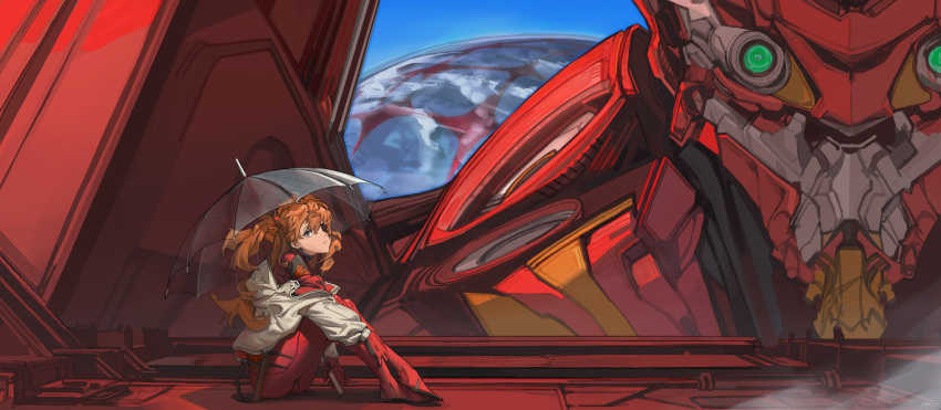 1girl, absurdres, blue_eyes, bodysuit, bodysuit_under_clothes, eva_02, evangelion:_3.0_you_can_(not)_redo, expressionless