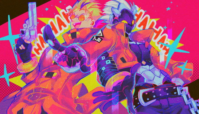 2boys, abs, arm_belt, belt, belt_buckle, bianca_lattei, billy_kid, black_belt