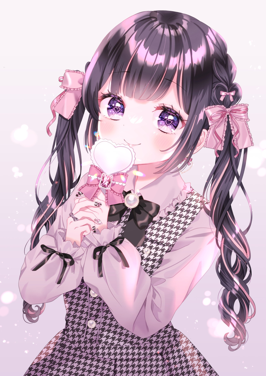 1girl, absurdres, azarashi6, black_bow, black_bowtie, black_hair, black_ribbon, bow