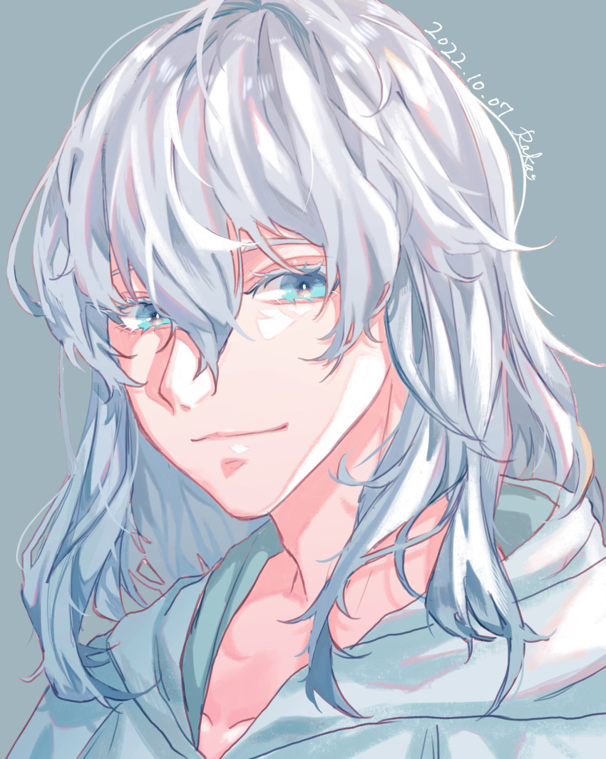 1boy, 2022, artist_name, blue_background, blue_eyes, closed_mouth, dated, eyelashes
