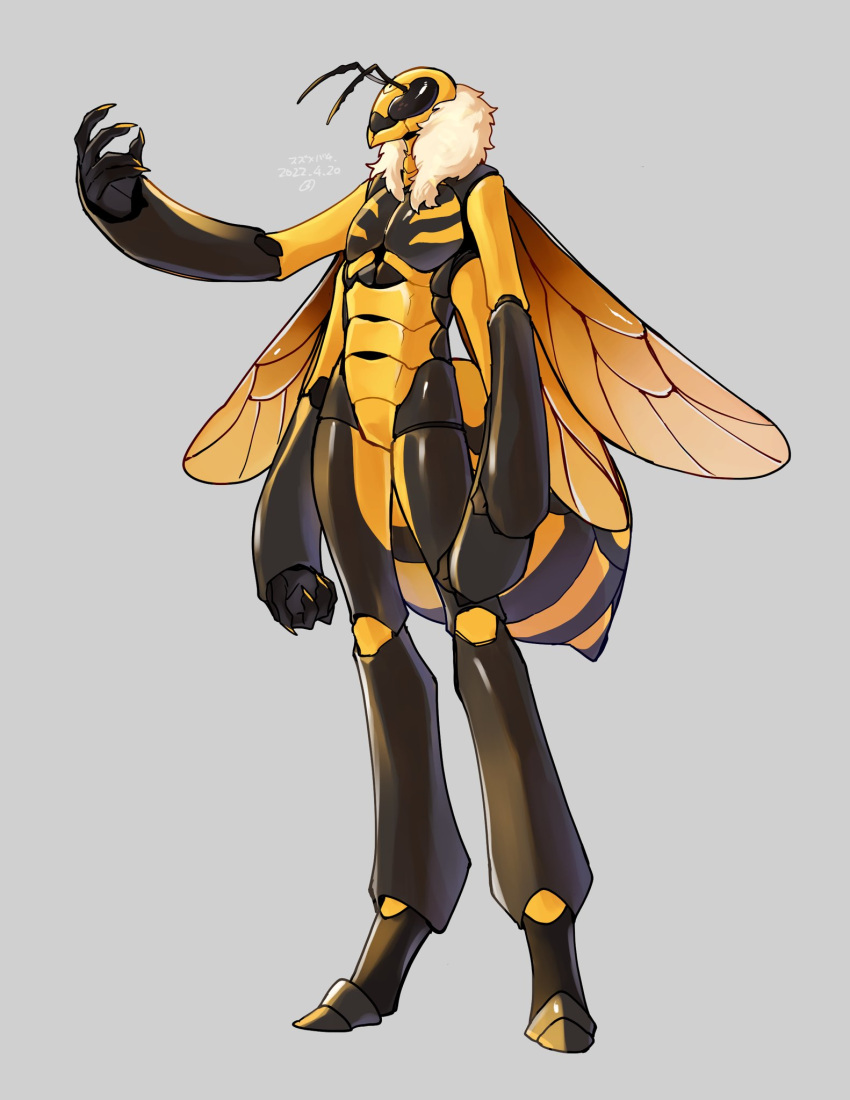 1boy, antennae, arms_at_sides, arthropod_boy, arthropod_tail, carapace, colored_skin, dated