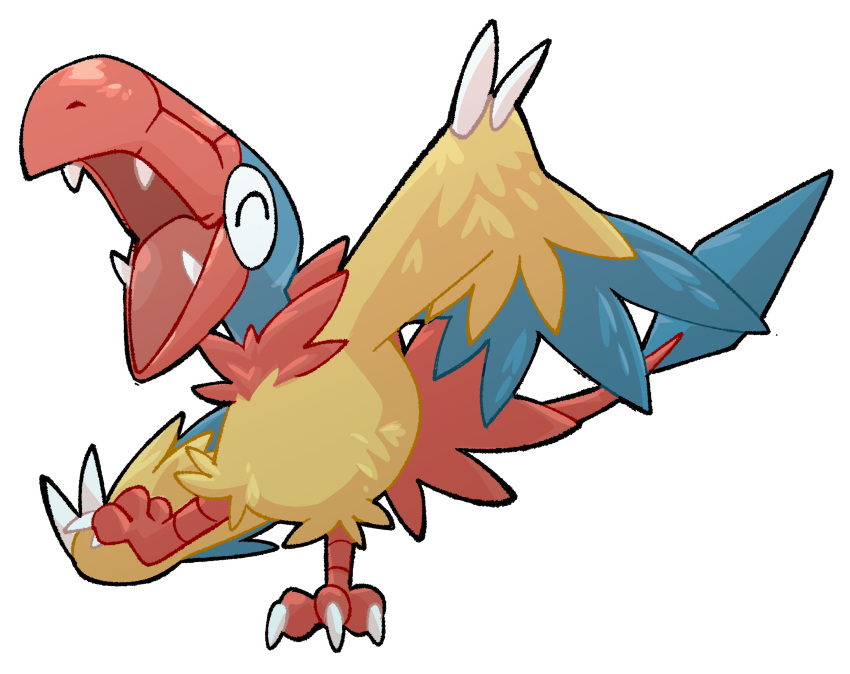 absurdres, archen, bird, closed_eyes, fangs, full_body, happy, highres