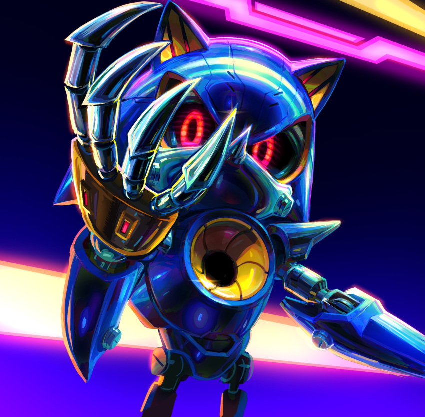 1boy, claws, commentary, derivative_work, english_commentary, highres, holographicros3, humanoid_robot