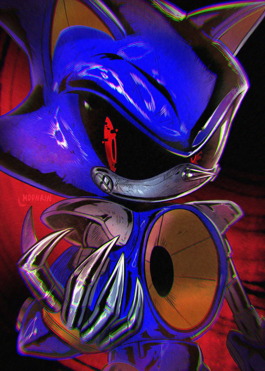 1boy, claws, commentary, english_commentary, hauringu, highres, humanoid_robot, looking_at_viewer