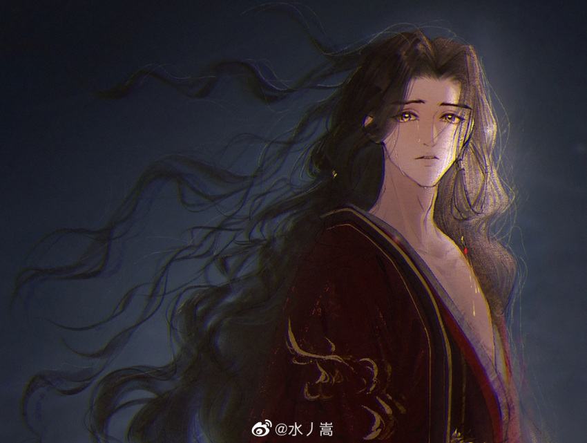 1boy, black_background, black_hair, chinese_clothes, chinese_commentary, chunzhanjia, coat, code:_kite