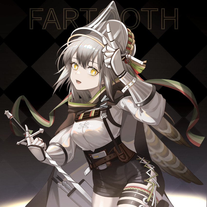 1girl, 2sankta, absurdres, arknights, arm_up, armor, belt, belt_buckle