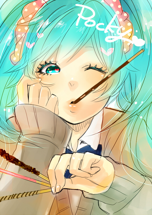 eyelashes, face, hair_ornament, hatsune_miku, heart, lips, momoiro_oji, necktie