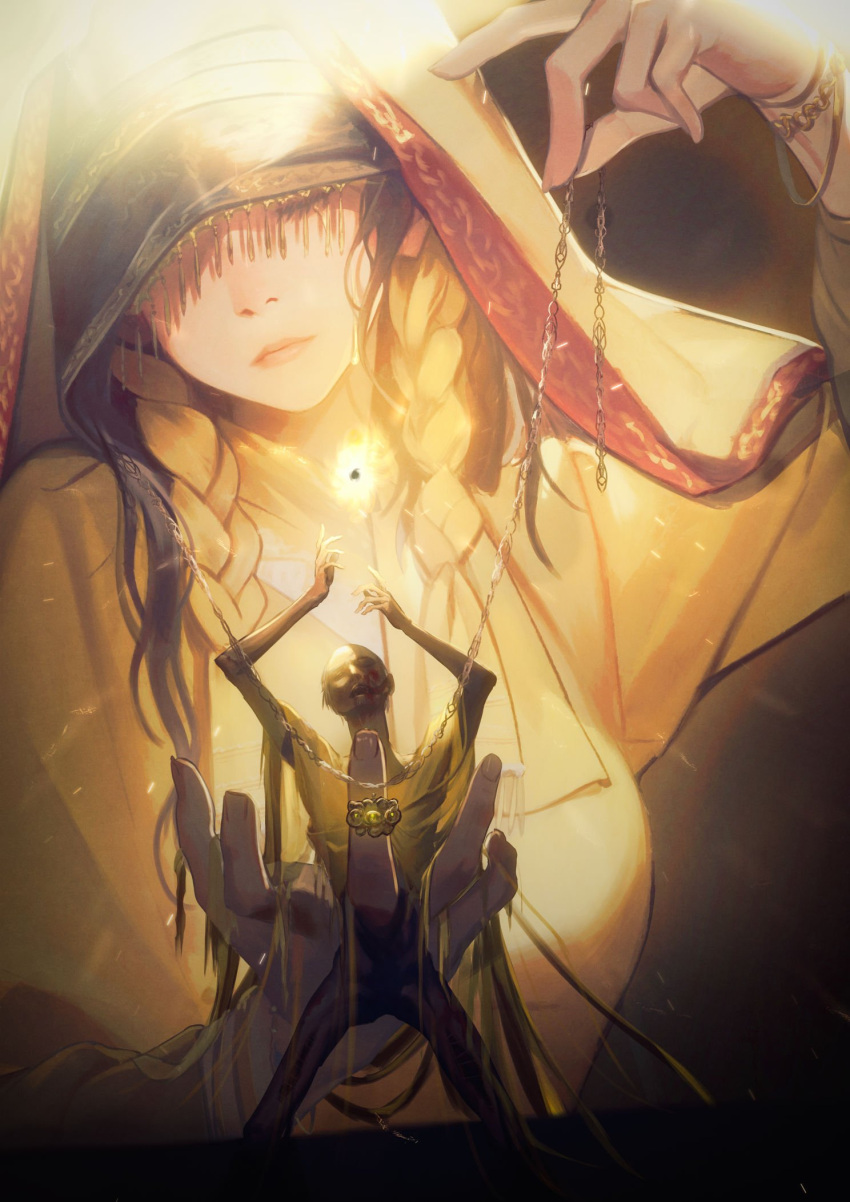 1boy, 1girl, bai_rui, bald, black_hair, bracelet, braid, closed_eyes