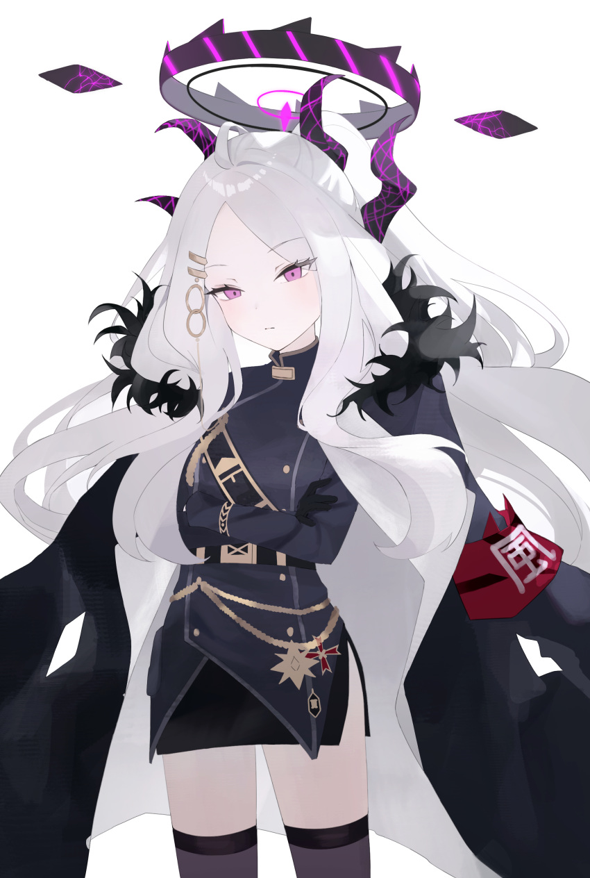 1girl, absurdres, ahoge, armband, belt, belt_buckle, black_belt, black_coat