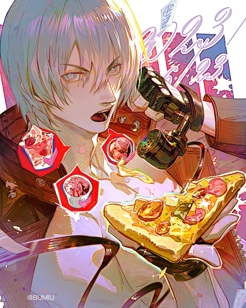 1boy, absurdres, bishounen, blue_eyes, bomiu2333, coat, dante_(devil_may_cry), devil_may_cry_(series)