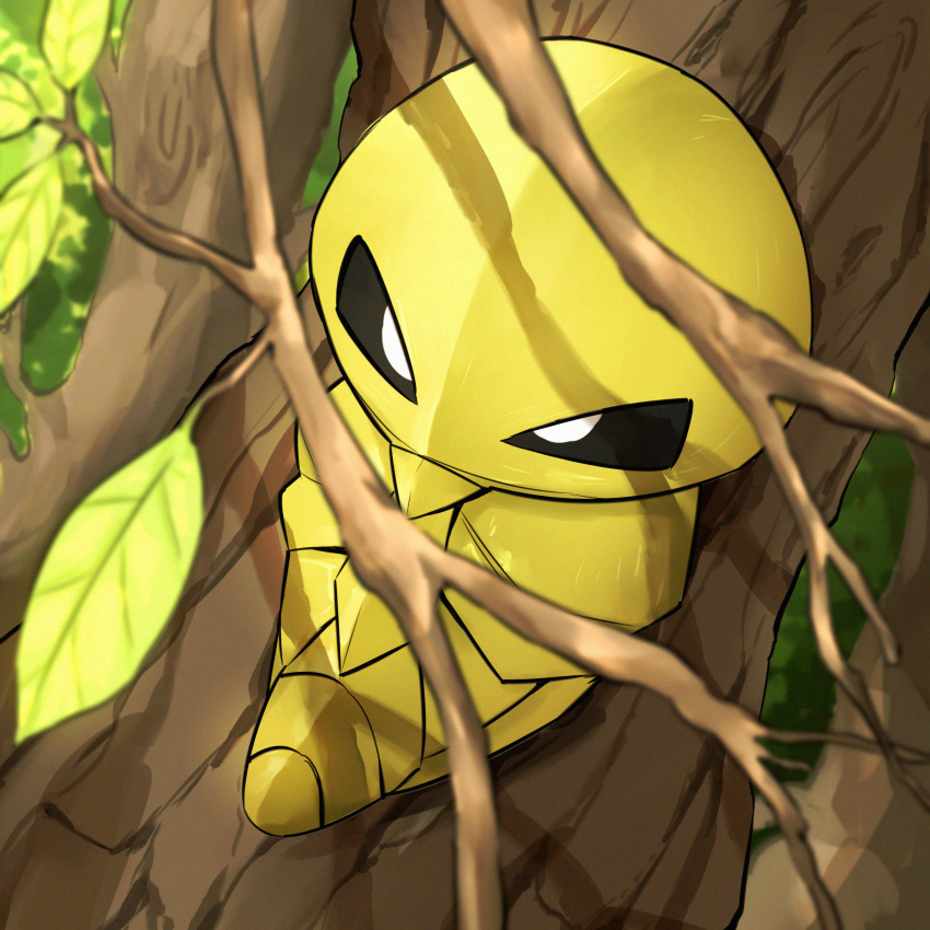 absurdres, black_eyes, branch, bright_pupils, commentary_request, day, highres, kakuna