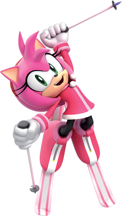 1girl, 3d, amy_rose, amy_rose_(winter_sports), animal_ears, animal_nose, arm_up, black_pantyhose