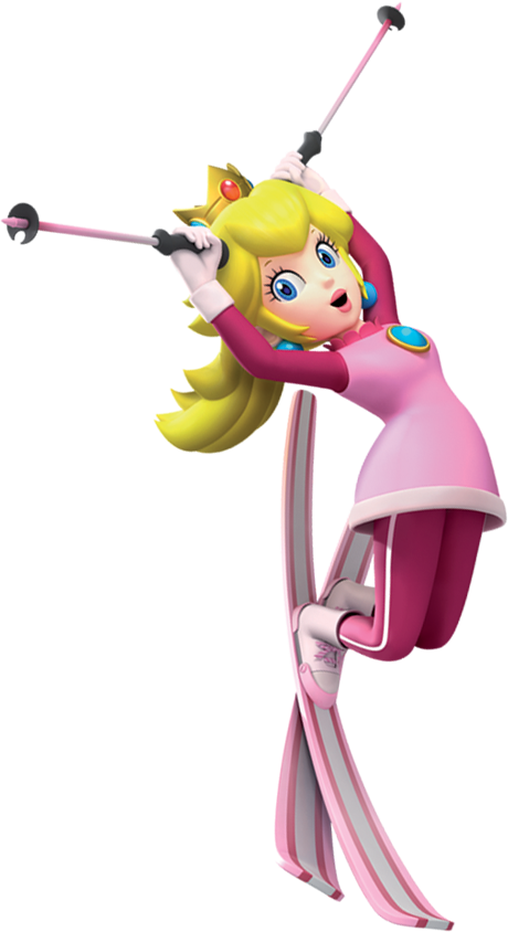1girl, 3d, blonde_hair, blue_eyes, blue_gemstone, breasts, brooch, crown, dress, full_body, gem, hair_flaps, happy, holding_ski_pole, jewelry, jumping, leggings, legs_together, legs_up, lips, lipstick, long_hair, long_sleeves, looking_at_viewer, makeup, mario_&amp;_sonic_(series), mario_&amp;_sonic_at_the_olympic_winter_games, mini_crown, official_art, open_mouth, pink_dress, pink_footwear, pink_lips, ponytail, princess_peach, princess_peach_(winter_sports), purple_leggings, purple_sleeves, raglan_sleeves, red_gemstone, shoes, short_dress, sidelocks, simple_background, ski_pole, skiing, skis, small_breasts, smile, solo, super_mario_bros., third-party_source, transparent_background, white_trim, yellow_crown