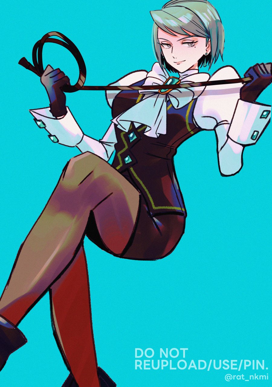 1girl, ace_attorney, ascot, black_gloves, blue_eyes, blue_hair, earrings, franziska_von_karma