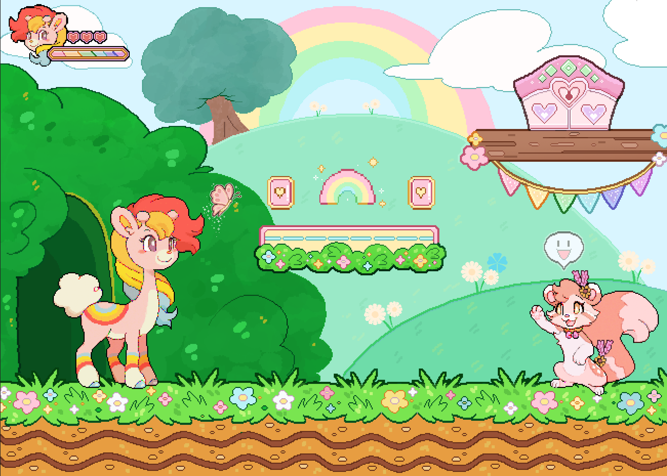 animal, animal_focus, colorful, commentary, doekis, ear_flower, english_commentary, fake_screenshot