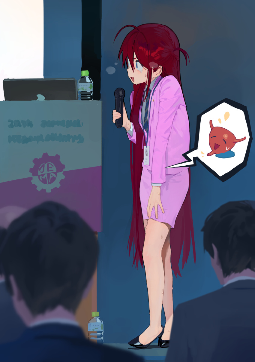 1girl, ahoge, breath, heavy_breathing, highres, hipa_(some1else45), holding, holding_microphone