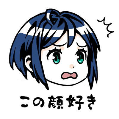 1girl, aqua_eyes, blue_hair, hashtag-only_commentary, head_only, kahadu_(kawazu), leah_(unicorn_overlord), lowres, open_mouth, short_hair, simple_background, surprised, translated, unicorn_overlord, white_background