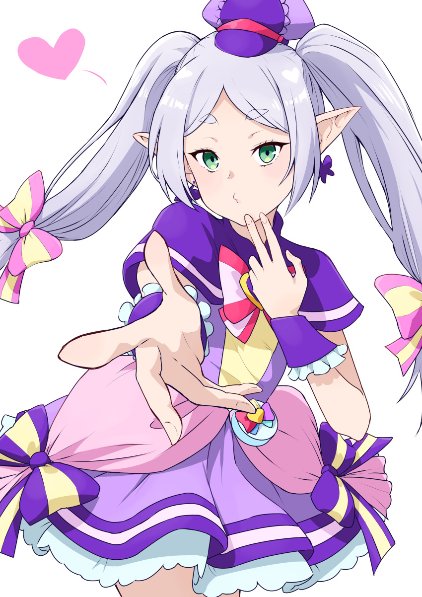 1girl, absurdres, alternate_costume, blowing_kiss, bow, bowtie, cape, commentary