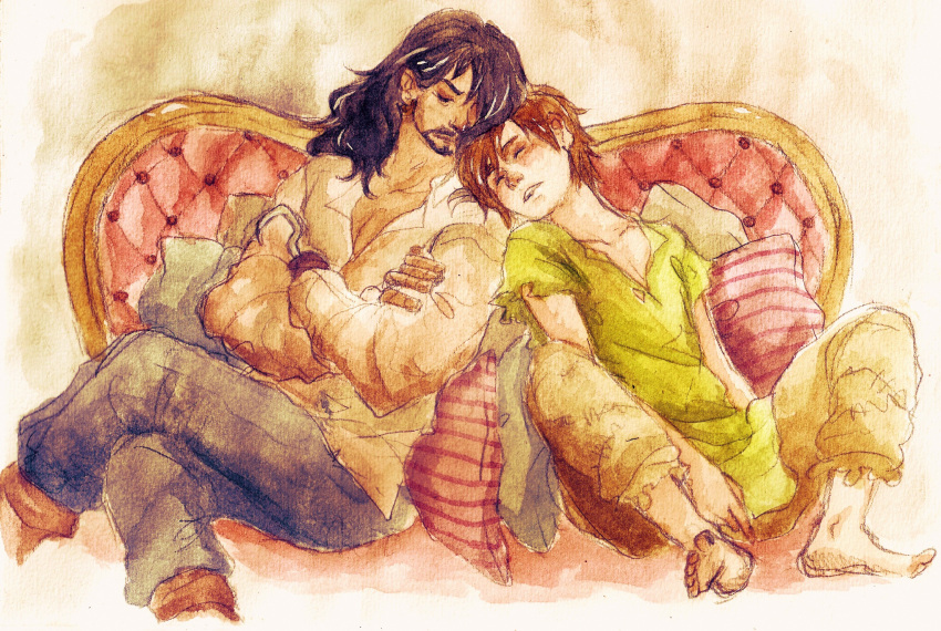 1boy, black_footwear, black_hair, boots, brown_hair, bug, captain_hook, dress