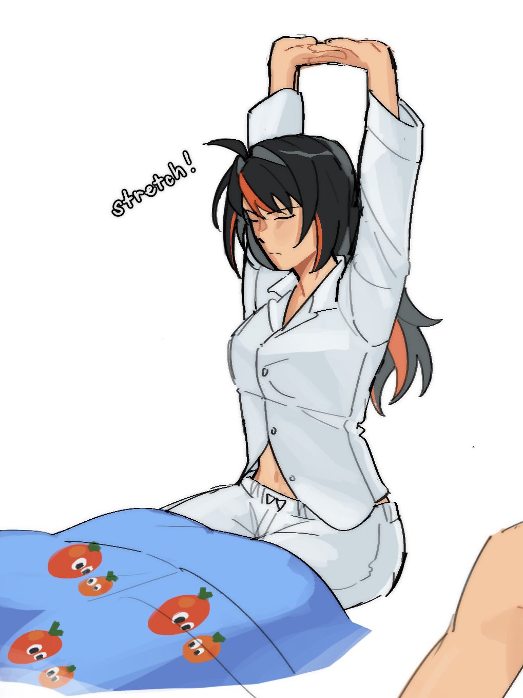 1girl, black_hair, closed_eyes, closed_mouth, commentary, eimikosmoothie, english_commentary, english_text