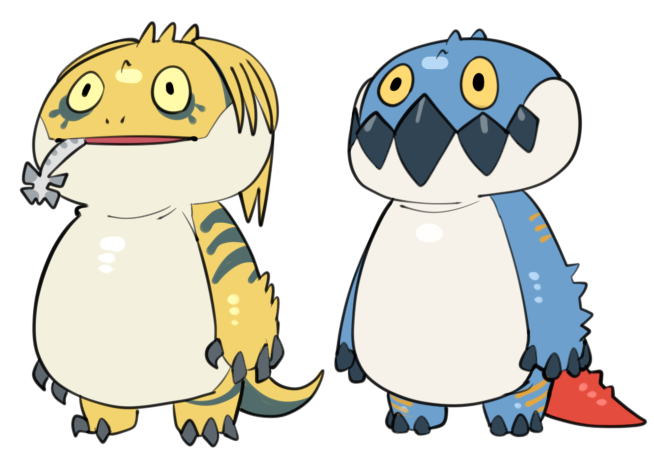 animal_focus, claws, dodogama, food_in_mouth, full_body, great_jagras, monster_hunter:_world, monster_hunter_(series)