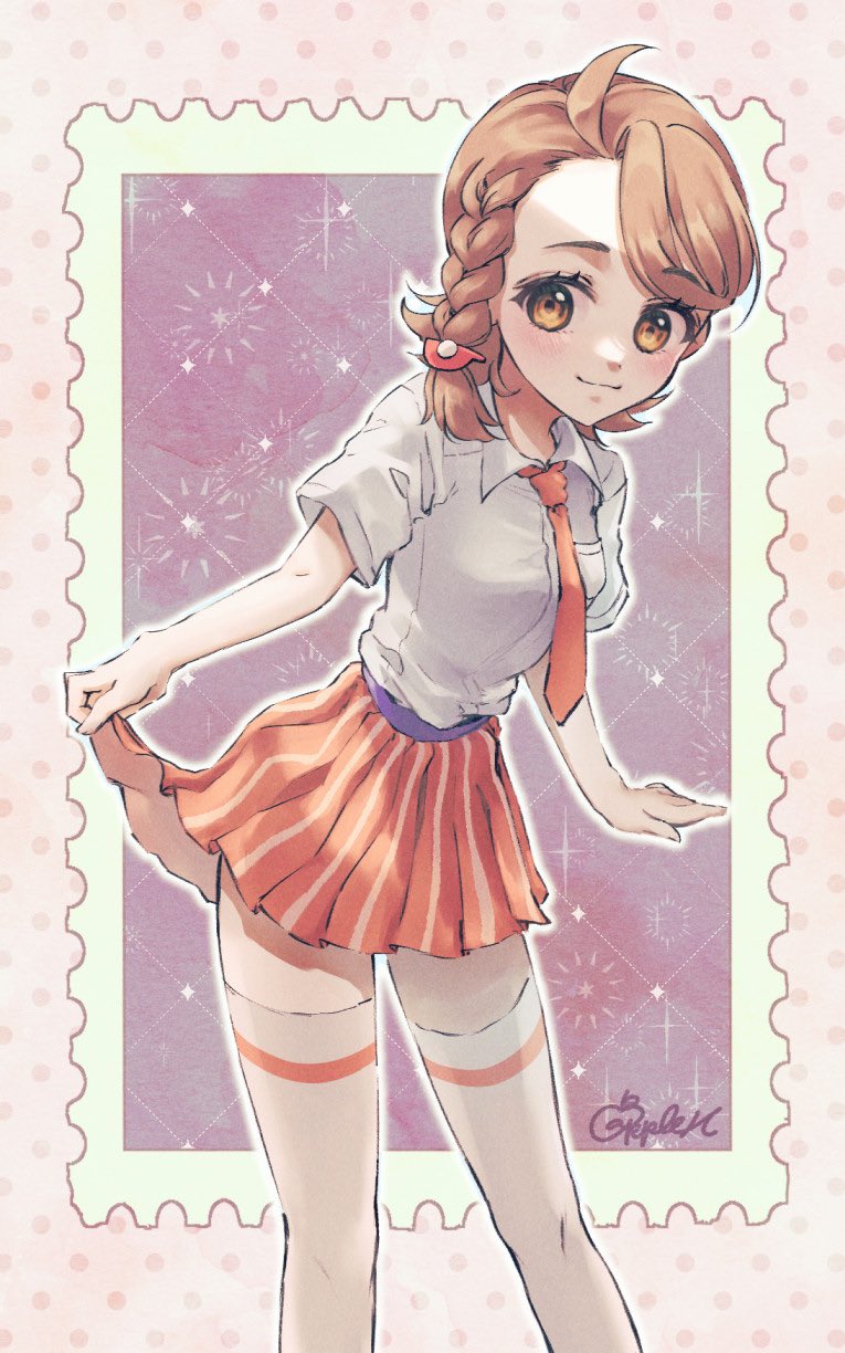 1girl, adapted_costume, ahoge, alternate_costume, blush, braid, breast_pocket, breasts