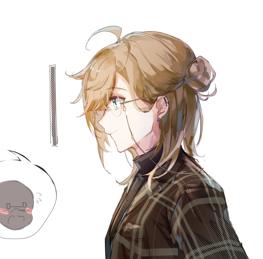 1boy, a_ji, ahoge, black_shirt, brown_hair, chinese_commentary, commentary_request, earrings