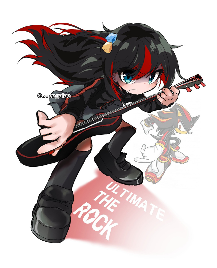 animal_nose, black_fur, black_hair, blue_eyes, bocchi_the_rock!, bracelet, colored_shadow, cosplay