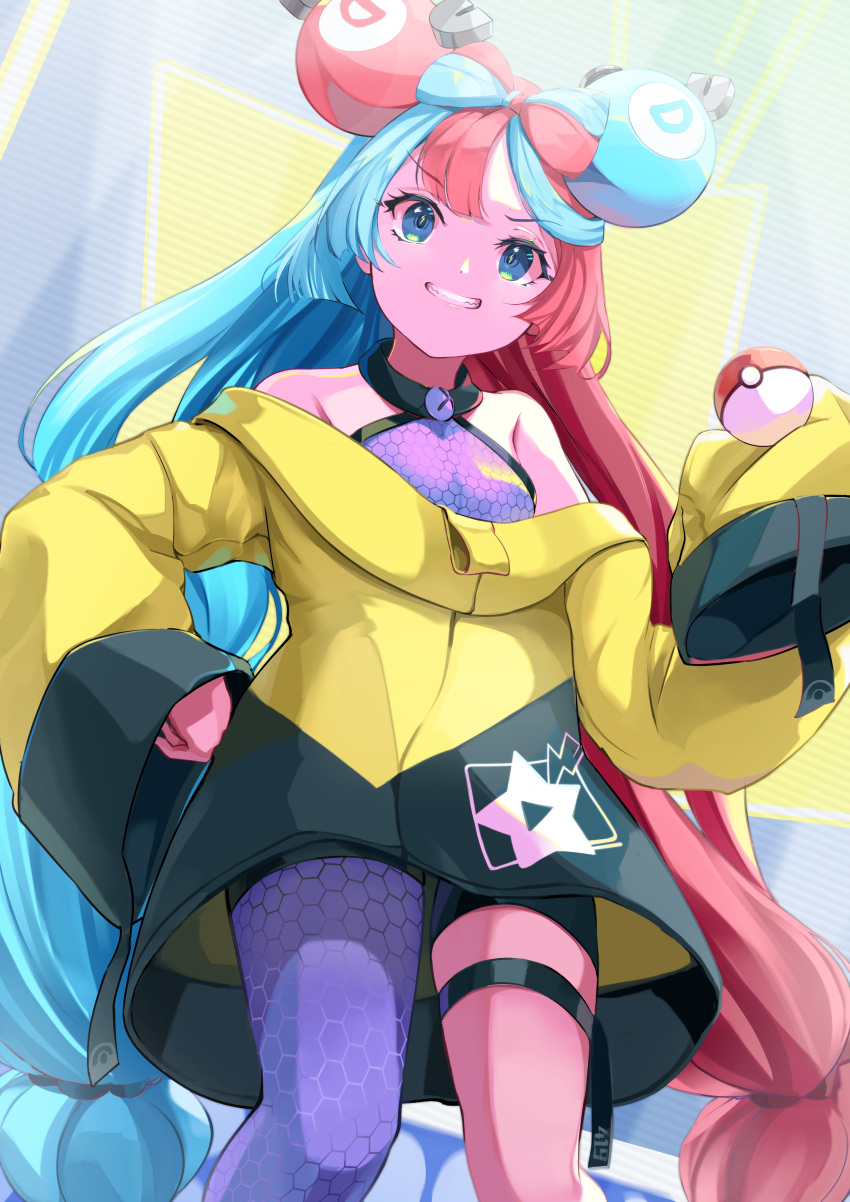 1girl, absurdres, aqua_eyes, bike_shorts, bow-shaped_hair, character_hair_ornament, commentary_request, eyelashes