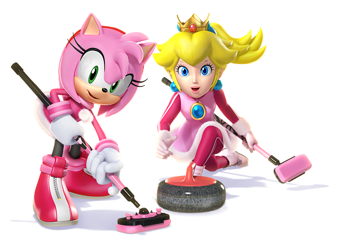 3d, amy_rose, amy_rose_(winter_sports), animal_ears, black_pantyhose, blonde_hair, blue_eyes, blue_gemstone, body_fur, boots, brooch, broom, crown, curling, curling_broom, curling_stone, dress, earrings, flat_chest, full_body, fur-trimmed_dress, fur-trimmed_sleeves, fur_trim, gem, gloves, green_eyes, hair_flaps, hairband, happy, holding, holding_broom, jewelry, leggings, lipstick, long_sleeves, looking_at_viewer, makeup, mario_&amp;_sonic_(series), mario_&amp;_sonic_at_the_sochi_2014_olympic_winter_games, mini_crown, official_art, on_one_knee, open_mouth, pantyhose, pink_dress, pink_footwear, pink_fur, pink_hair, pink_lips, pom_pom_(clothes), ponytail, princess_peach, princess_peach_(winter_sports), purple_leggings, purple_sleeves, raglan_sleeves, red_gemstone, red_hairband, shoes, short_dress, short_hair, sidelocks, simple_background, smile, sonic_(series), standing, super_mario_bros., third-party_source, throwing, transparent_background, white_footwear, white_gloves, yellow_crown, zipper, zipper_footwear