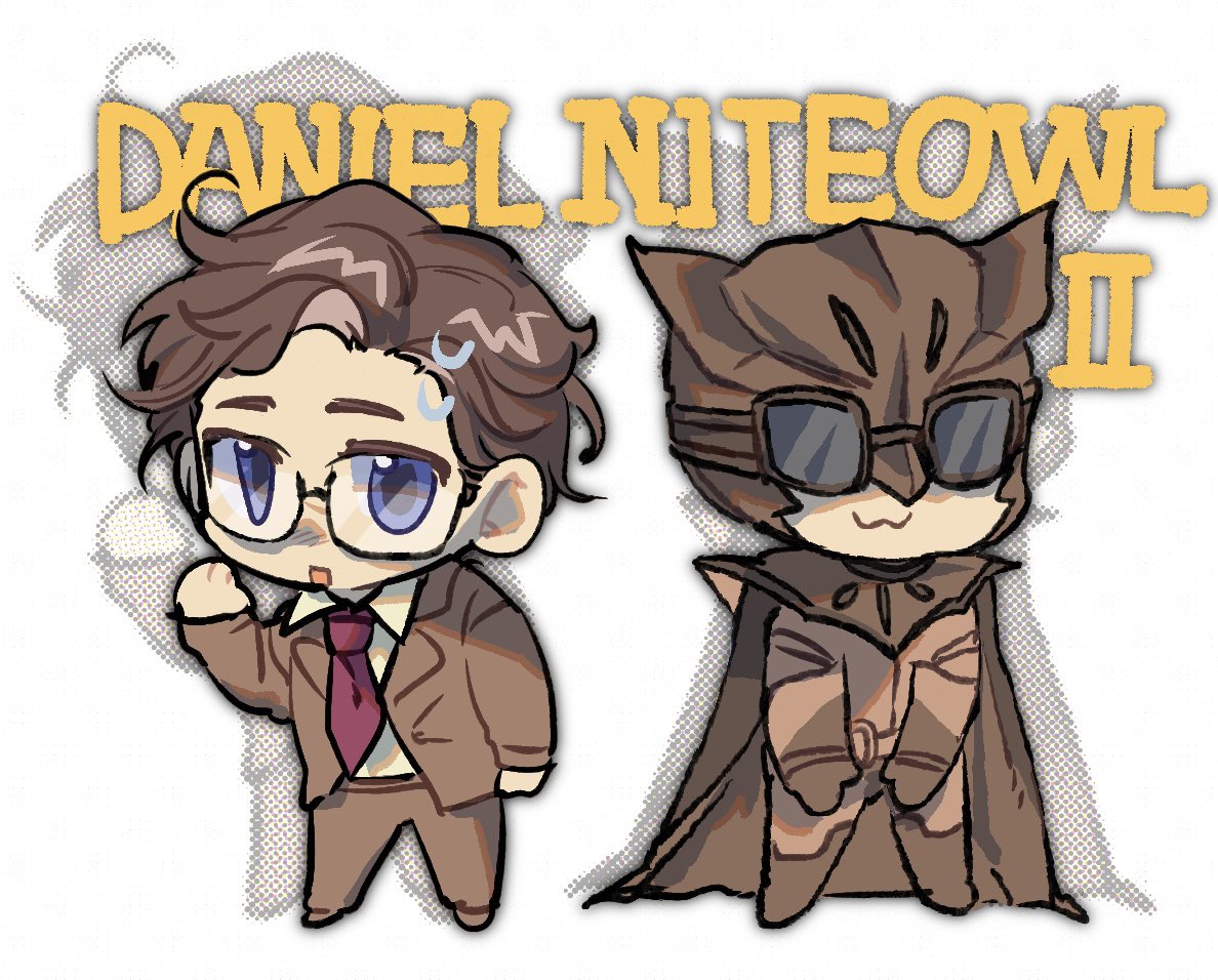 1boy, :3, black-framed_eyewear, blue_eyes, brown_cape, brown_hair, brown_jacket, brown_pants