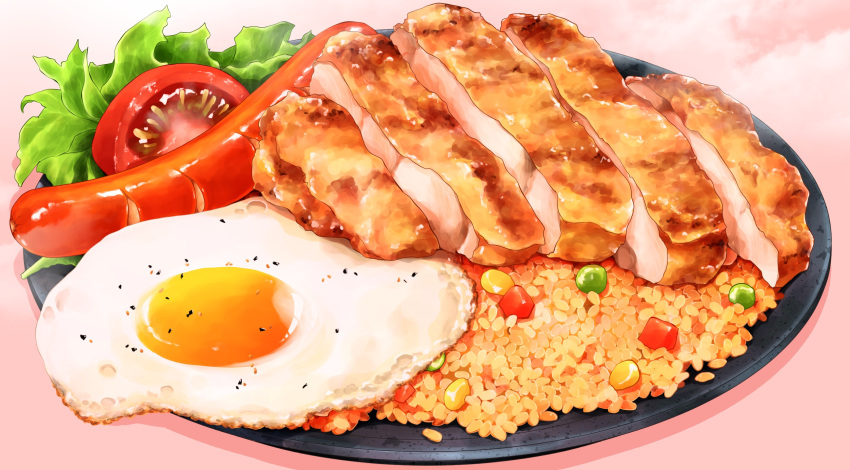 commentary_request, cutlet, egg_(food), food, food_focus, fried_egg, fried_rice, highres